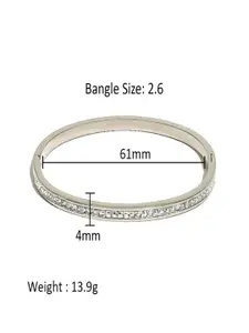 AQUASTREET 18KSilver Plated Waterproof Antitarnish Channel Set Zircon Bangle Bracelet