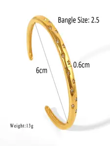AQUASTREET Set Of 2 18K Gold Plated Waterproof Anti-Tarnish Stars Zircon Cuff Bracelet