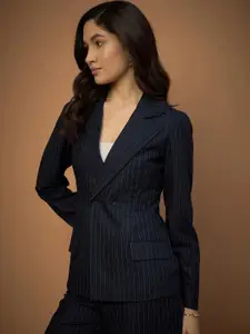 all about you Striped Notched Lapel Single Breasted Blazer