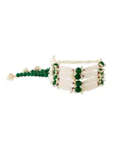 Zaveri Pearls Gold-Plated Artificial Beaded Cuff Bracelet