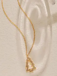 AQUASTREET18K Gold Plated Waterproof Anti-Tarnish Christmas Tree Zircon Pendant Necklace