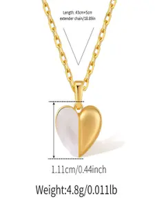 AQUASTREET18K Gold Plated Waterproof Anti-Tarnish Half Heart Pendant Necklace