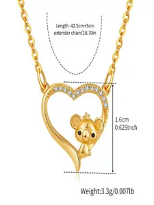 AQUASTREET18K Gold Plated Waterproof Anti-Tarnish Koala Bear Heart Pendant Necklace