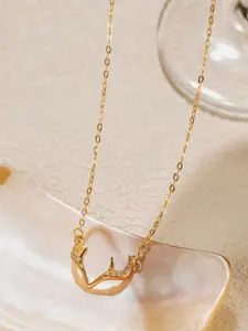 AQUASTREET18K Gold Plated Waterproof Anti-Tarnish Deer Horns Zircon Pendant Necklace