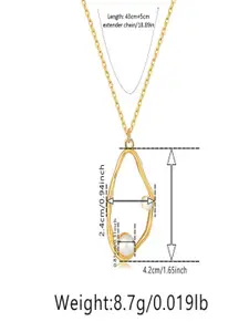 AQUASTREET18K Gold Plated Waterproof Anti-Tarnish Eternal Pearl Oval Pendant Necklace