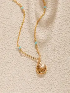 AQUASTREET18K Gold Plated Waterproof Anti-Tarnish Shell Bead Pendant Necklace