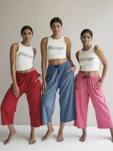 FFLIRTYGO Women Pack Of 3 Straight Mid-Rise Lounge Pants