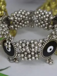 SZN Artificial Stones Studded And Beaded Oxidised Kada Bangle