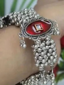 SZN German Silver Beaded Oxidised Bangle