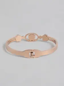 Carlton London Rose Gold Plated with CZ & Shell Floral Bracelet