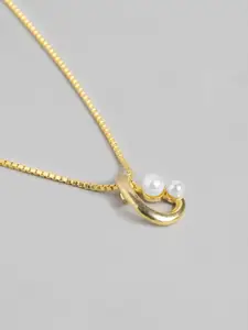 Carlton London 18kt Gold Plated with Pearl Contemporary Pendant with Chain