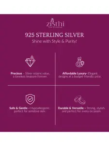 Zisthi 925 Sterling Silver Red Ruby Studded Oval Shaped Pendant