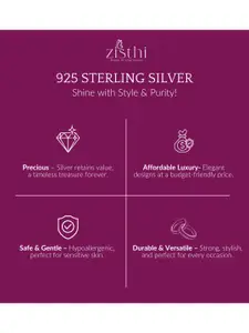 Zisthi 925 Sterling Silver Cubic Zirconia Studded Heart Shaped Pendant with Chain