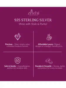 Zisthi 925 Sterling Silver Cubic Zirconia Studded Heart Shaped Pendants