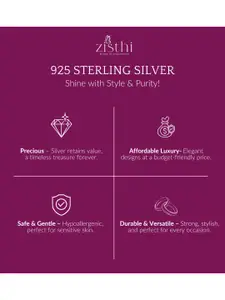 Zisthi 925 Sterling Silver Cubic Zirconia Studded Contemporary Pendant With Chain