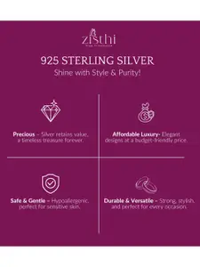 Zisthi 925 Sterling Silver Cubic Zirconia Studded Contemporary Shaped Pendant With Chain