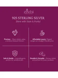 Zisthi 925 Sterling Silver Cubic Zirconia Studded Heart Shaped Pendant With Chain