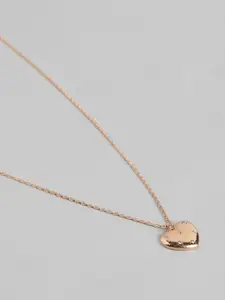 Carlton London 18kt Rose Gold Plated CZ Heart Pendant and Chain