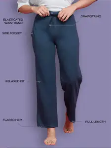 Kryptic Women Pure Cotton Straight-Leg Mid-Rise Lounge Pant