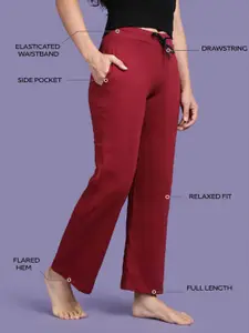 Kryptic Women  Mid Rise Pure Cotton Relaxed Fit Lounge Pants