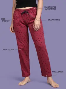 Kryptic Printed Pure Cotton Mid-Rise Lounge Pants