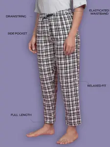 Kryptic Women Checked Pure Cotton Relaxed-Fit Lounge Pants