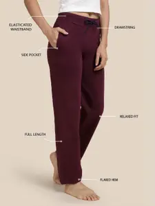 Kryptic Women Pure Cotton Mid-Rise Straight Lounge Pants