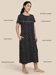 Kryptic Women Polka Dots pure cotton pure cotton Printed Maxi T-shirt Nightdress