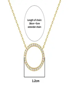 AQUASTREET 14K Gold-Plated Antitarnish Zircon Stones Circle Pendant Necklace