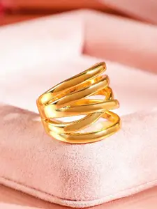 Rubans 18K Gold-Plated Adjustable Criss-Cross Statement Ring