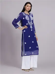 PARAMOUNT CHIKAN Women Ethnic Motifs Embroidered Chikankari Kurta