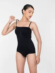 Shapercult Women Black Snatched Strapless Bodysuit Ft. Detachable Straps Body Shaper