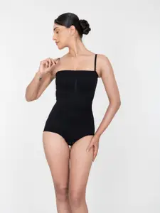 Shapercult Women Black Snatched Strapless Bodysuit Ft. Detachable Straps Body Shaper