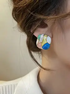 Estailo fashion Set Of 3 Sterling Silver-Plated Artificial Stones Studded Animal Studs