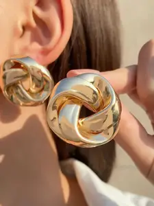 Estailo fashion Set Of 3 Alloy Gold-Plated Circular Shaped Hoop Earrings