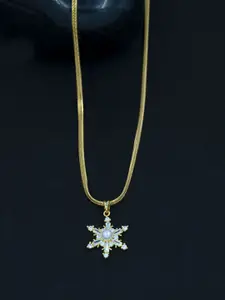 ARTKLIM Stainless Steel Gold-Plated Snowflake Pendant With Chain