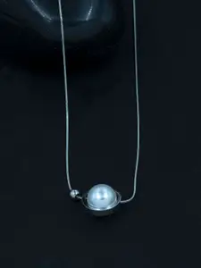 ARTKLIM Stainless Steel Gold-Plated Pearls Beaded Circular Shaped Pendant With Chain