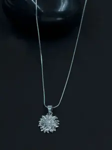 ARTKLIM Stainless Steel Silver Plated Floral Shaped Pendant