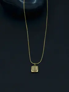 ARTKLIM Stainless Steel Gold-Plated Mother Of Pearls Studded Square Pendant With Chain