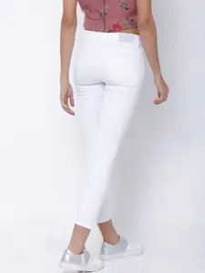 Tokyo Talkies Women White Super Skinny Fit Mid-Rise Ankle Length Stretchable Jeans