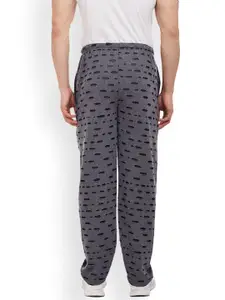 MACK JONNEY Men Grey & Black Self-Design Slim Fit Ripped Track Pants