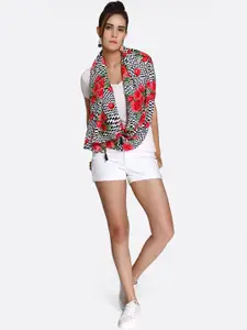 shiloh White & Black Printed Scarf