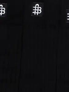 Bonjour Men Set of 3 Black Striped Socks