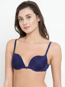 PrettyCat Blue Solid Underwired Heavily Padded Push-Up Bra PC-BR-3048