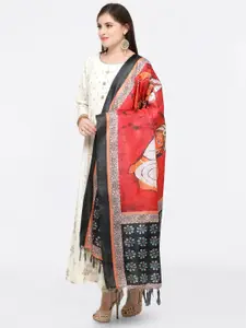 Saree mall Red & Black Printed Dupatta