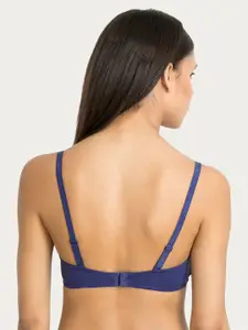 Zivame Blue Solid Non-Wired Lightly Padded T-shirt Bra ZI1131COREABLUE