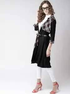 Style Quotient by Noi Black & White Solid Layered Open Front Longline Shrug