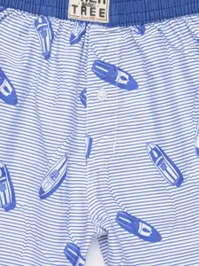 Palm Tree Boys Blue Striped Regular Fit Regular Shorts