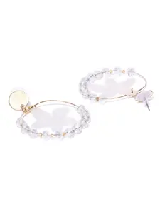 Jewels Galaxy White Gold-Plated Handcrafted Circular Drop Earrings