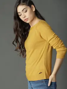 Roadster Women Mustard Yellow Solid Pullover